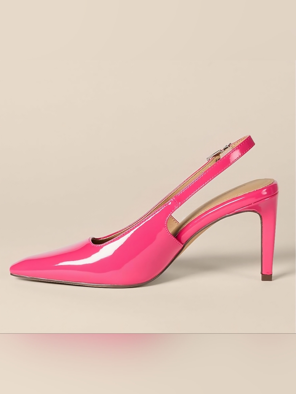NWT 2 Left Hot Pink Pointet Toe Patern Slingback Ankle Strap Heels Pump